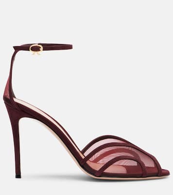 Sandalen 95 aus Veloursleder und Mesh | Gianvito Rossi