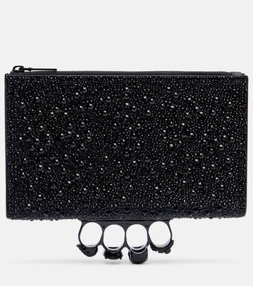 Skull Knuckle studded leather pouch | McQueen