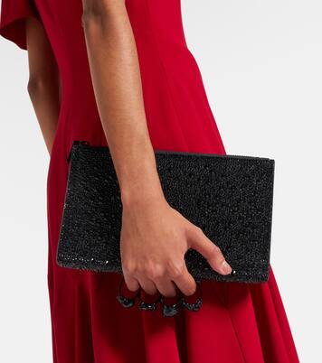 Skull Knuckle studded leather pouch | McQueen