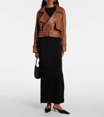 Cropped-Bikerjacke Hatti aus Leder | Nour Hammour