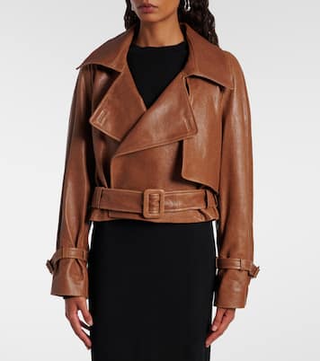 Cropped-Bikerjacke Hatti aus Leder | Nour Hammour