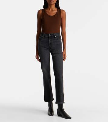 Le Sleek cropped high-rise straight jeans | Frame