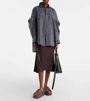 Striped oversized cotton-blend shirt | Sacai