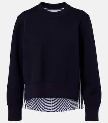Striped cotton-blend sweatshirt  | Sacai