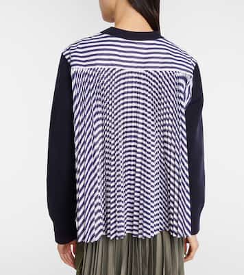 Striped cotton-blend sweatshirt  | Sacai