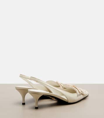 Bow-detail leather slingback pumps | Prada