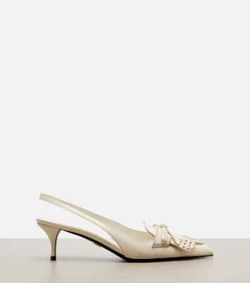 Bow-detail leather slingback pumps | Prada