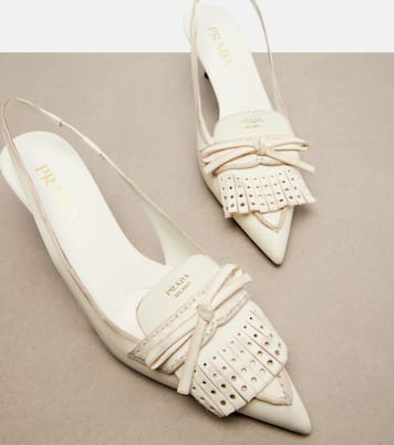 Bow-detail leather slingback pumps | Prada