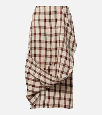 Checked linen midi skirt | Róhe