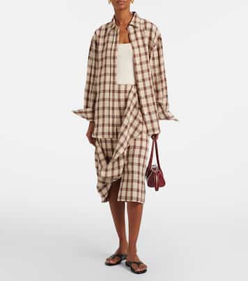 Checked linen midi skirt | Róhe