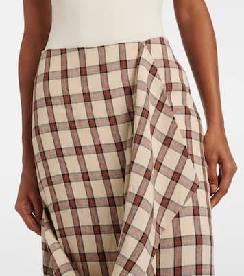Checked linen midi skirt | Róhe