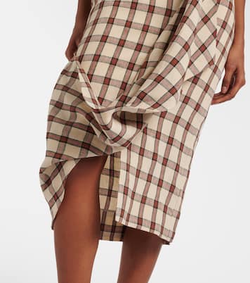 Checked linen midi skirt | Róhe