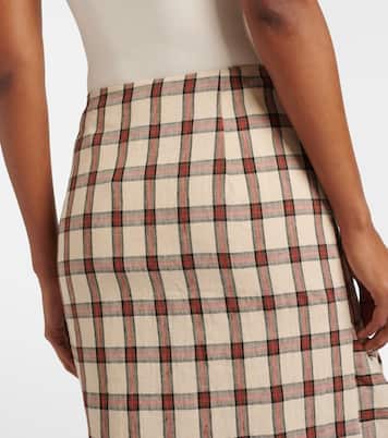 Checked linen midi skirt | Róhe