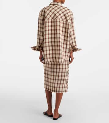 Checked linen midi skirt | Róhe