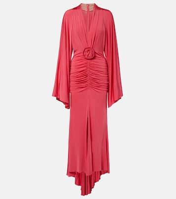 Floral-appliqué ruched gown | Blumarine