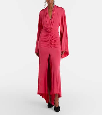 Floral-appliqué ruched gown | Blumarine