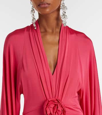 Floral-appliqué ruched gown | Blumarine