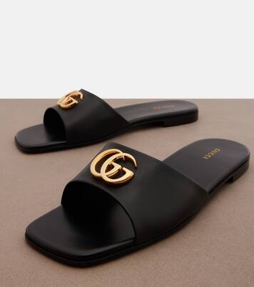 Double G leather slides | Gucci
