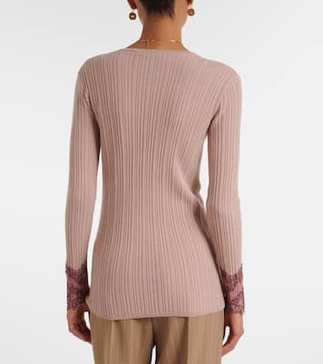 Gathered lace-trimmed cashmere sweater  | Valentino