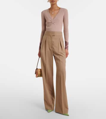 Gathered lace-trimmed cashmere sweater  | Valentino