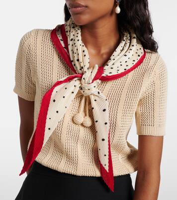 Pleated polka-dot silk twill scarf | Valentino