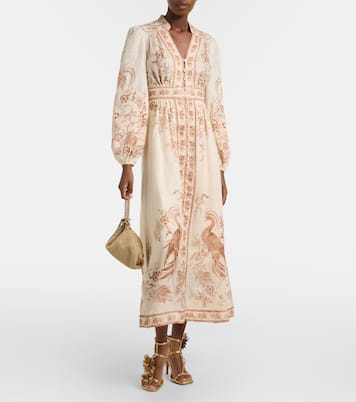 Indra floral linen midi dress | Zimmermann