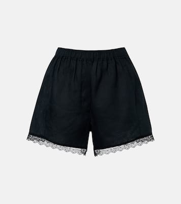 Lace-trimmed linen shorts | Ganni