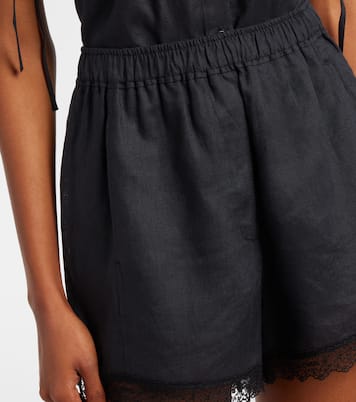 Lace-trimmed linen shorts | Ganni