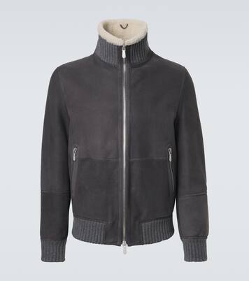 Cashmere-trimmed shearling blouson jacket | Brunello Cucinelli