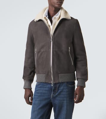 Cashmere-trimmed shearling blouson jacket | Brunello Cucinelli