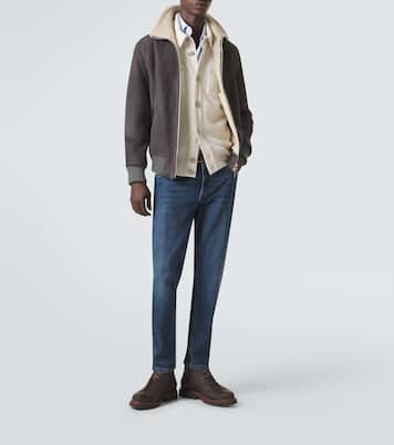 Cashmere-trimmed shearling blouson jacket | Brunello Cucinelli