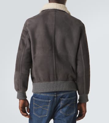 Cashmere-trimmed shearling blouson jacket | Brunello Cucinelli