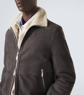 Cashmere-trimmed shearling blouson jacket | Brunello Cucinelli