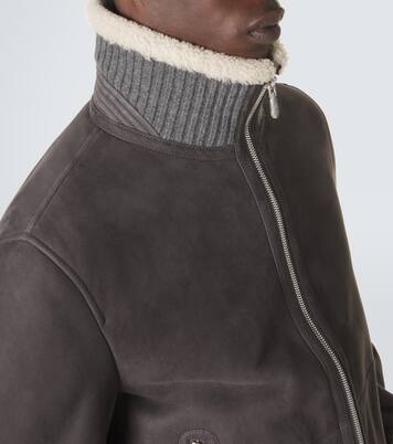 Cashmere-trimmed shearling blouson jacket | Brunello Cucinelli