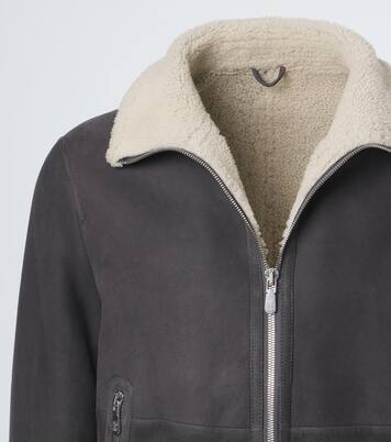 Cashmere-trimmed shearling blouson jacket | Brunello Cucinelli