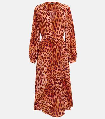 Robe longue en soie à motif guépard | Stella McCartney
