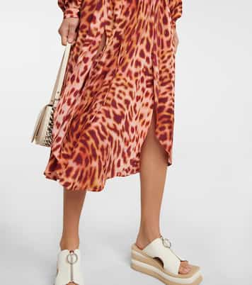 Robe longue en soie à motif guépard | Stella McCartney