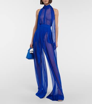 High-rise wide-leg silk pants | LaQuan Smith