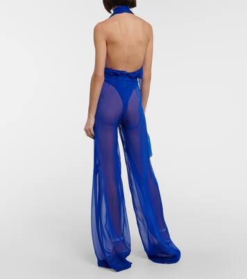 High-rise wide-leg silk pants | LaQuan Smith