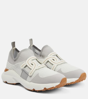 Leather-trimmed knit sneakers | Tod's