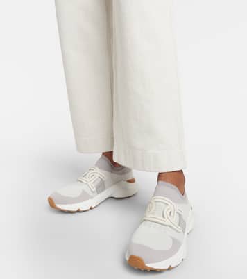 Leather-trimmed knit sneakers | Tod's