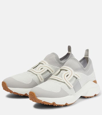 Leather-trimmed knit sneakers | Tod's