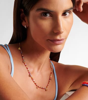 14kt gold beaded charm necklace with zircon | Sydney Evan