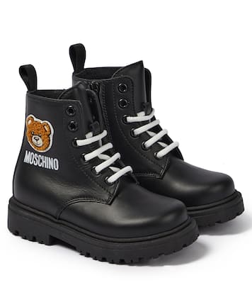 Teddy leather lace-up boots | Moschino Kids