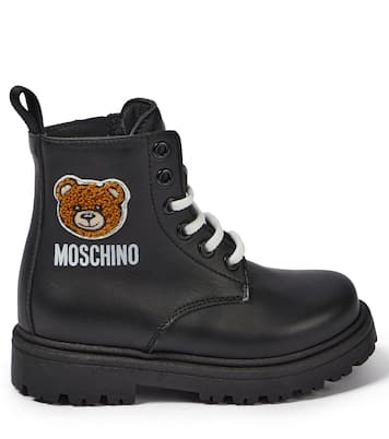 Teddy leather lace-up boots | Moschino Kids