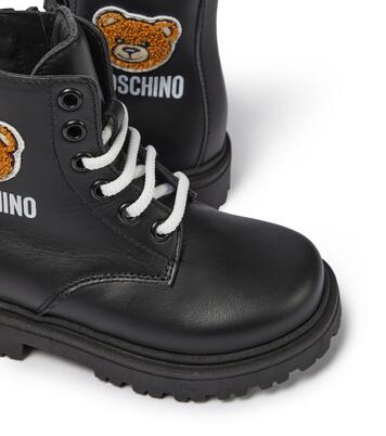 Teddy leather lace-up boots | Moschino Kids