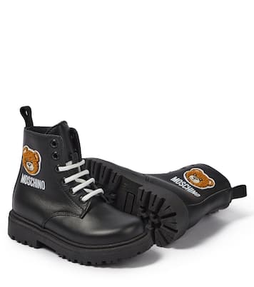 Teddy leather lace-up boots | Moschino Kids