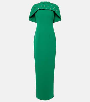 Robe longue Kalika en crêpe à ornements | Safiyaa