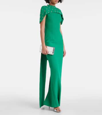 Robe longue Kalika en crêpe à ornements | Safiyaa