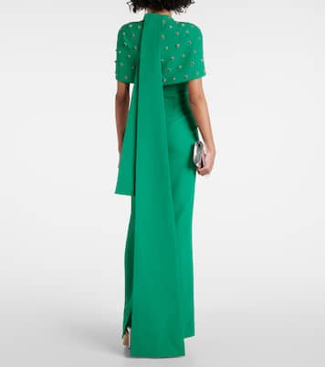 Robe longue Kalika en crêpe à ornements | Safiyaa